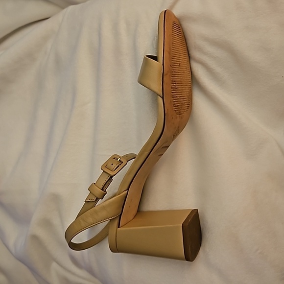 ANTONIO MELANI Gwyn Leather Beige Open Toe Strappy Block Platform Heel Sandals - Picture 5 of 14